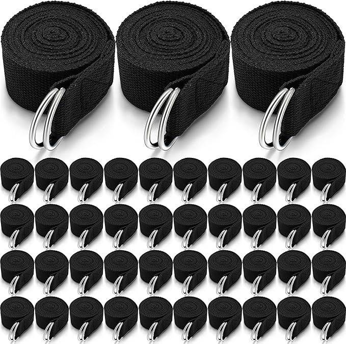 Leyndo Yoga Strap Stretching Pilates Exercise Adjustable Straps 6 ft Non Elastic Yoga Belt with Adjustable D Ring Buckle for Pilates Gym Workouts Fitness