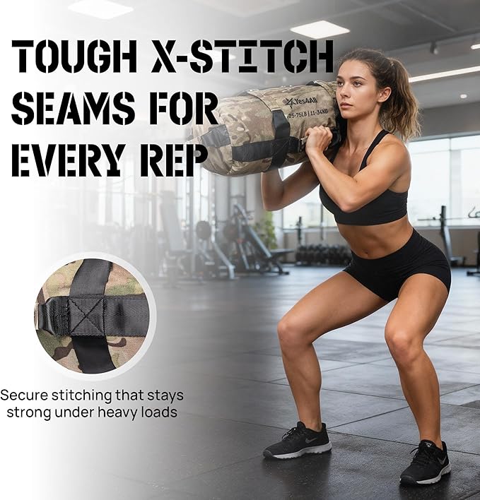 Yes4All Sandbags for Working Out, Adjustable Sand Bags for Weight Training with Handles, Multiple Colors & Sizes 5-200lbs