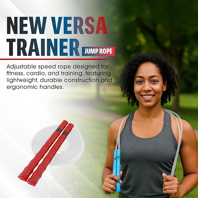 Buddy Lee New Versa Trainer Jump Rope – Yellow – Adjustable Speed Rope for Fitness, Cardio & Training –Lightweight, Durable & Ergonomic Handles