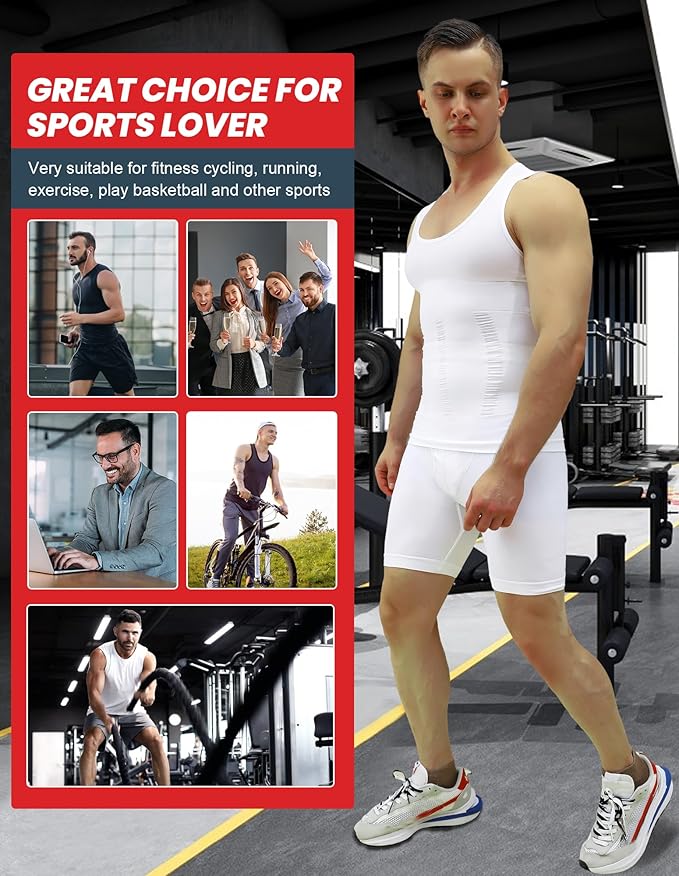 MEETYOO 1/2/3 Pack Men's Shaper Slimming Tank Top Athletic Compression Shirt with Sleeveless Undershirts for Men