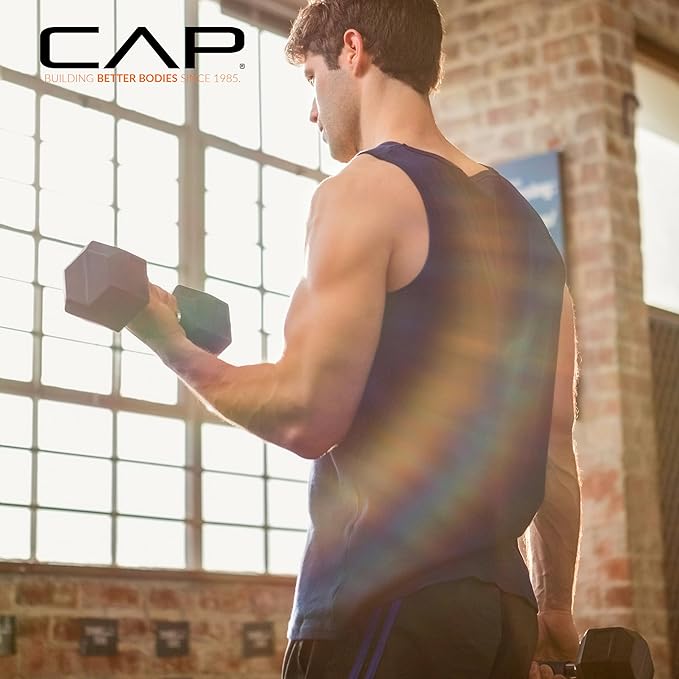 CAP Barbell Coated Hex Dumbbell Weight - Single | 10-120 lbs | Multiple Options