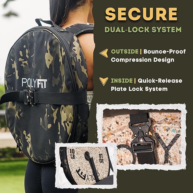 Polyfit PL8 Backpack for Olympic Weight Plates - Weighted Backpack for Strength Training, Rucking, and Gym Workouts - OD GREEN