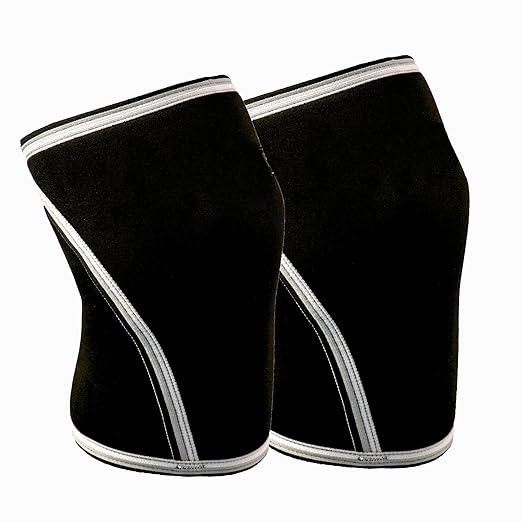 Knee Sleeves (1 Pair) 7mm Neoprene Thick Compression Knee Brace Support for Weightlifting, Powerlifting, Squatting and Cross Fit Training Fitness for Women and Men Black, L