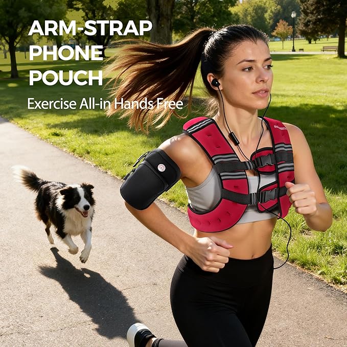 PACEARTH Weighted Vest,6lb/8lb/10lb/12lb/16lb/20lb/25lb/30lb Weight Vest with Reflective Stripe, Body Weight Vests for Women, Men, Weight Loss Workout, Strength Training, Running, Walking, Jogging