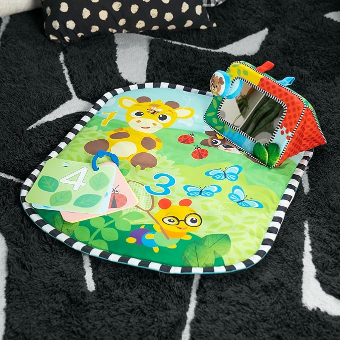 Baby Einstein Discovery Garden Tummy Time Mat & Mirror, Ages 0-6 Months, Multisensory
