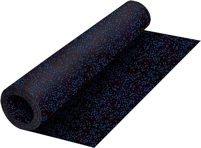 Genaflex Rubber Gym Floor Mat - 8mm Thick - Heavy Duty Commercial Protective Gym Flooring Roll (10% Blue, 4' X 6')