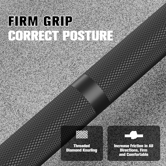 RitFit Elite 7ft Olympic Barbell, Robust 45lb Barbell for Weightlifting and Powerlifting, Superior Olympic Bar with Exceptional 500lbs Load Capacity, Weight Bar for 2” Standard Plates