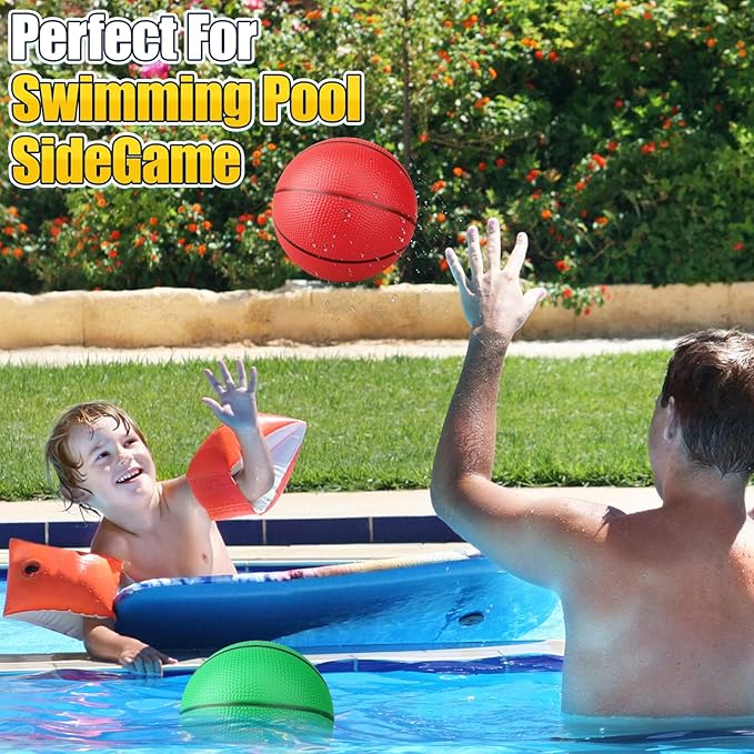 Anzmtosn Mini Basketball Toys for Over Door Indoor Hoops - 7 Inch Pool Basketballs with Pump, Beach Balls, Water Toys for Inflatables Hoops, Playground, Outdoor, Party, Lawn, Yard Arcade Game 5 Pack