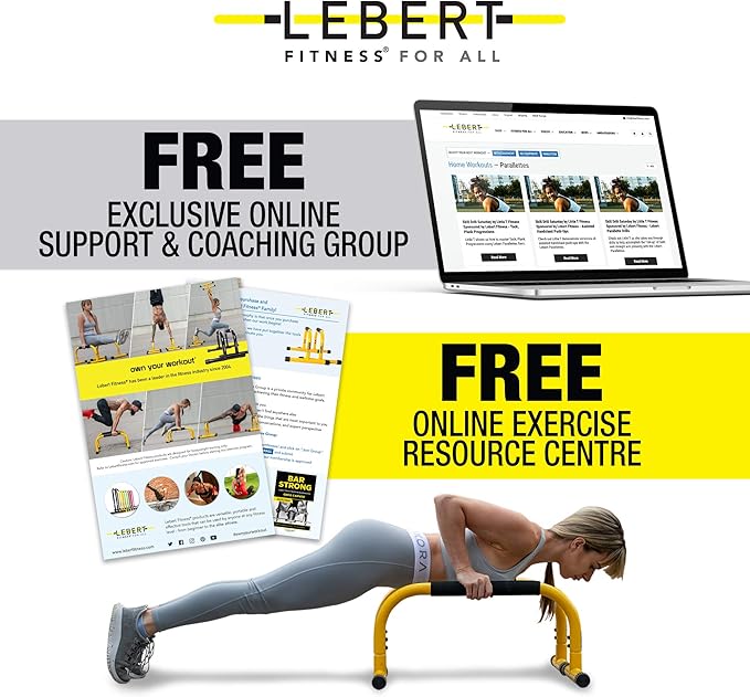 Lebert Fitness Parallette Push Up Bars Dip Station Stand - Perfect for Home and Garage Gym Exercise Equipment - Gymnastics, Calisthenics, Strength Training Parallel Bars for Men and Women