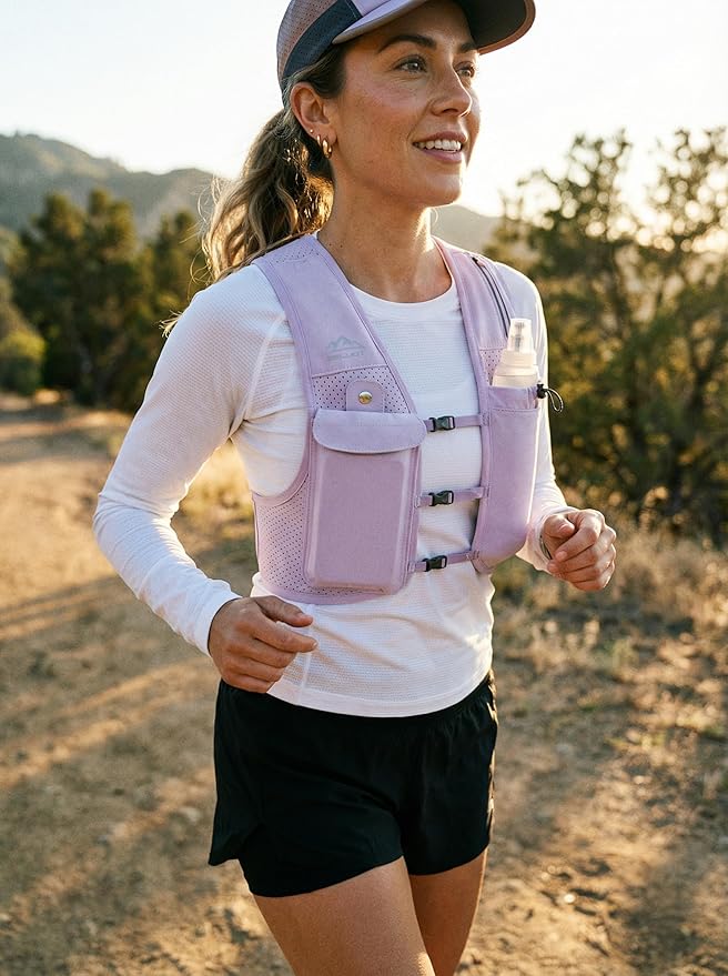 Running Vest for Women Men, USA Original Patent, Adjustable Chest Straps Running Hydration Vest with 500ml Soft Flask, Lightweight Reflective Hydration Backpack for Marathon