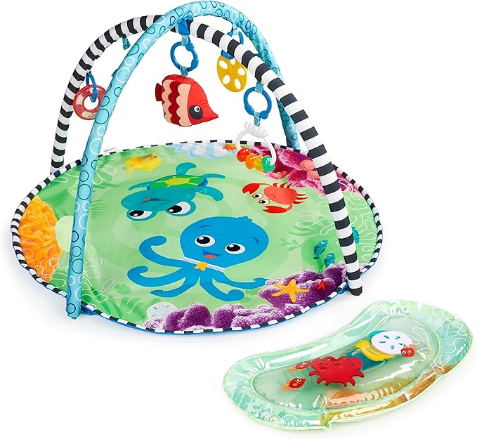 Baby Einstein Sea Floor Explorers 2-in-1 Water Mat, Portable Tummy Time, Activity Play Gym, Sensory Toys, Ages Newborn and Up