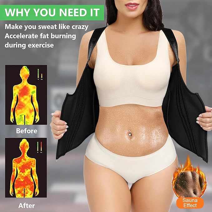 YADIFEN Waist Trainer for Women,Zipper Corset Body Shaper for Tummy Control Neoprene Cincher Sweat Sauna Vest Tank Top