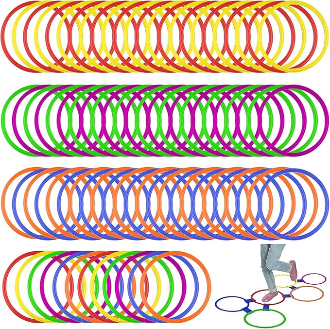 Mototo 24/30/48/96 Pack Agility Rings 15 Inch Speed Training Hopscotch Rings Plastic Circle Jumping Hoops Agility Hurdles for Athlete Exercise Soccer Football Gymnastics Games Practice Footwork