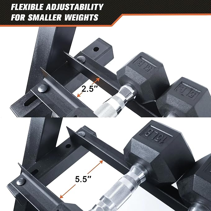 Zlinke 3-Tier Dumbbell Rack Multilevel Weight Storage Organizer for Home Gym, Weight Rack for Dumbbells, Kettlebells,1100LBS Capacity (Rack Only)