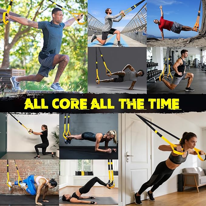 TOBWOLF Home Suspension Straps Training Kit, All in One Compact Resistance Trainer Straps & Door Anchors, Suitable for Home Gyms, Travel, Core Training & Full-Body Fitness