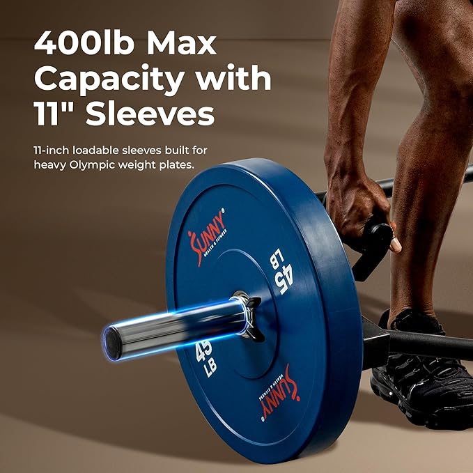 Sunny Health & Fitness Strength Training Olympic Hex Bar Barbell, High Load Capacity, Swivel Handles, Safety Clips, Knurled Handles for Deadlifts, Shoulder Presses, Shrugs, Back Rows, Weightlifting