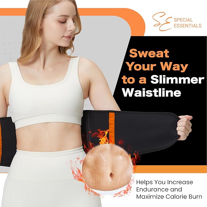 Special Essentials Waist Trainer for Women & Men Adjustable Sweat Band Waist Trimmer For Core Stability & Training Workouts