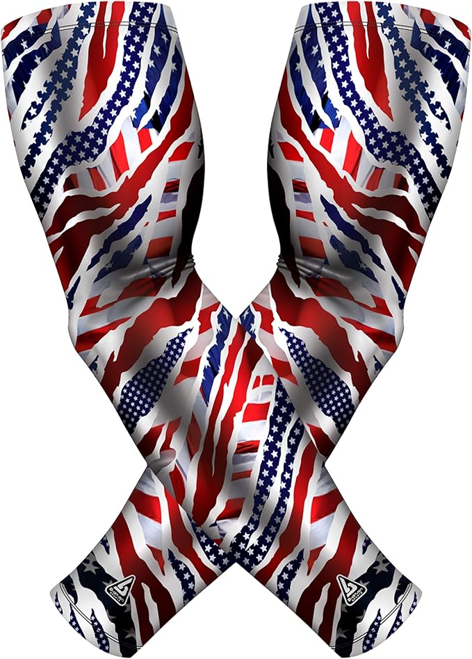 B-Driven Sports Pro Fit Compression Arm Sleeves for Men Women & Youth - Volleyball Golf Running Baseball Basketball - Pair