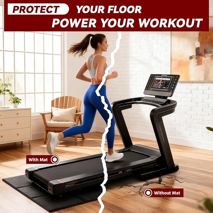 Walking Pad Mat – 79" x 39", 1/4" Thick Non-Slip Treadmill Mat for Carpet Floors & Hardwood, Shock Absorbing Exercise Mat & Under Treadmill Mat for Floor Protection in Home Gym