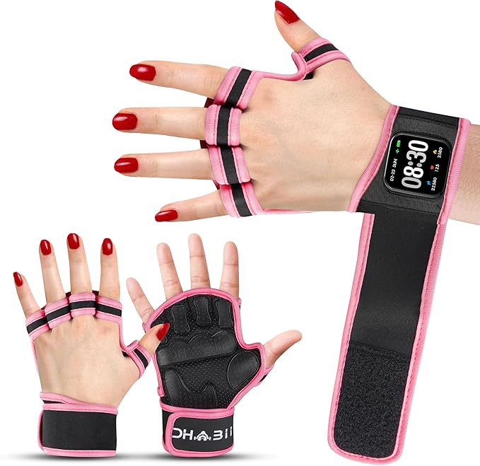 Workout Gloves for Men & Women, Smartwatch Compatible Ventilated Gym Gloves with Wrist Wrap Support, Breathable Weight Lifting Gloves for Fitness, Training & Cycling with Excellent Grip