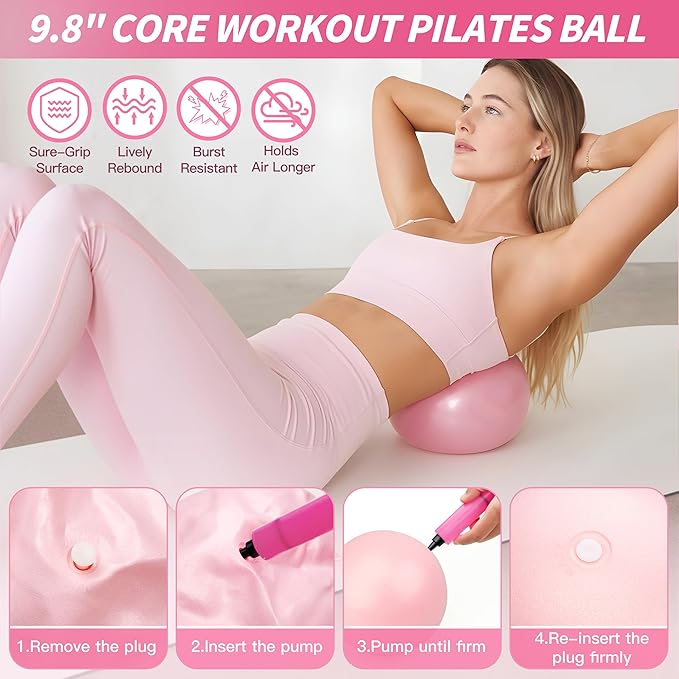NANATI Pilates Kit, Pilates Essential Kit for Women, Pilates Equipment with 14.5" Pilates Ring and Ball, Resistance Bands,Dumbbells & Grip Socks Accessories, Home Pilates Workout Kit for Starter