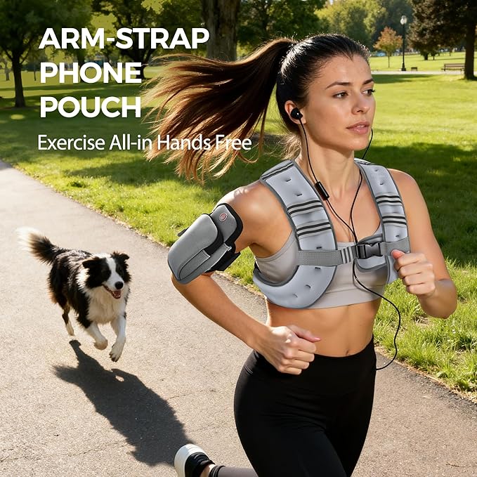 PACEARTH Weighted Vest,6lb/8lb/10lb/12lb/16lb/20lb/25lb/30lb Weight Vest with Reflective Stripe, Body Weight Vests for Women, Men, Weight Loss Workout, Strength Training, Running, Walking, Jogging