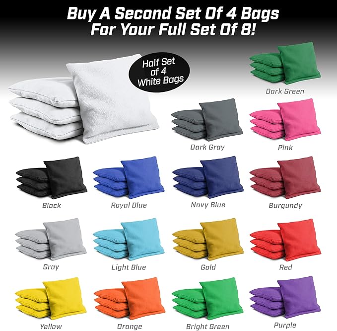 GoSports Cornhole Bean Bags Set of 4-16 Colors Available - Regulation All Weather, Mix and Match