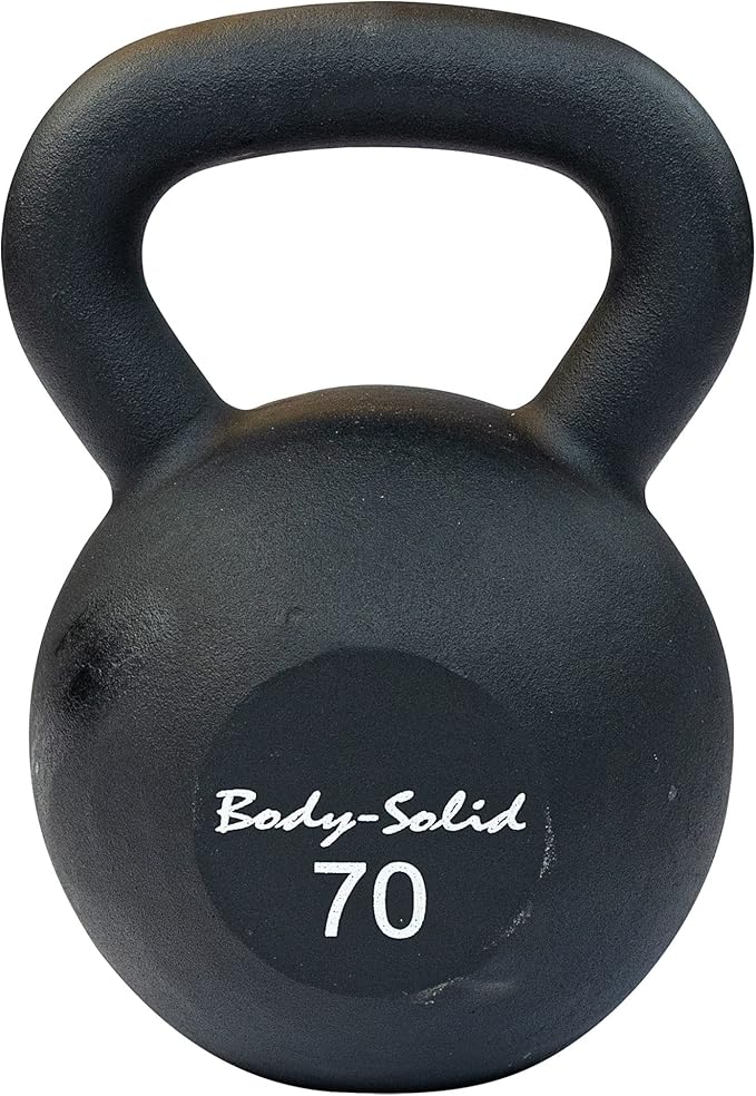 Body-Solid Matte Black Powder Coat Kettlebell with Kettle Grip Handle, Perfect Kettlebells for Weight Training and Core Workout Exercise Equipment