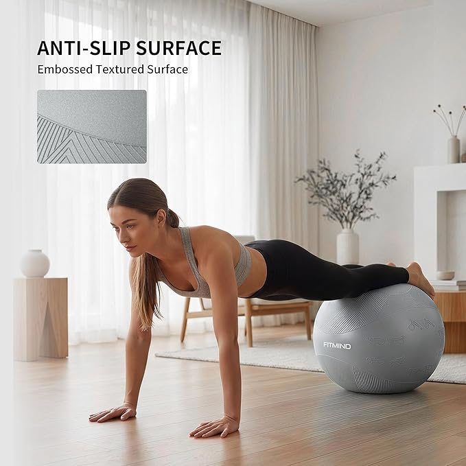 Extra Thick Yoga Ball with Training Instruction, Anti-Burst Slip Resistant Exercise Ball with Pump for Pilates,Physical Therapy,Pregnancy Stability,Birthing Ball 22in 26in 30in