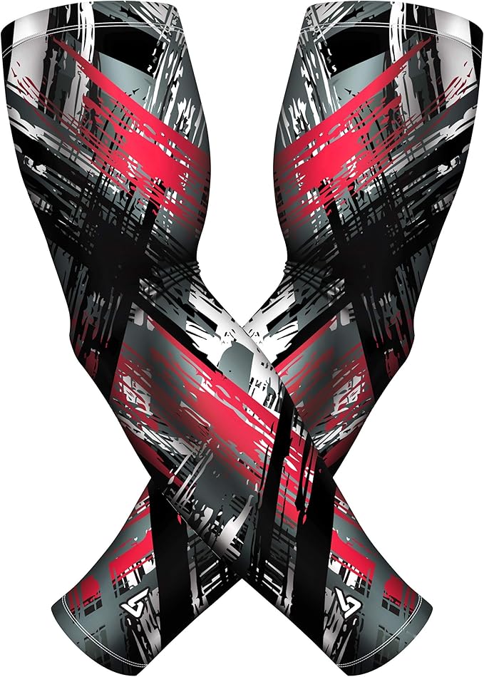 B-Driven Sports Pro Fit Compression Arm Sleeves for Men Women & Youth - Volleyball Golf Running Baseball Basketball - Pair