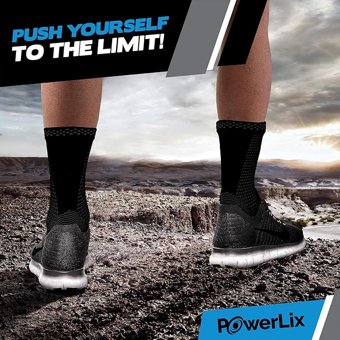 POWERLIX Legs Orthopedic Brace Compression Support Sleeve (Pair) for Swelling, Sprain, Plantar Fasciitis, Arthritis, Tendinitis