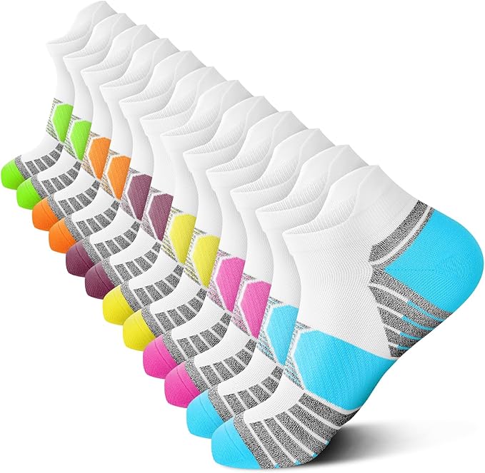 PAPLUS Compression Running Socks Women (6 Pairs), Ankle Athletic Socks Low Cut with Arch Support