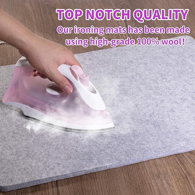 Rdutuok 17" X 24" and 10" X 10" Wool Pressing Mat 100% New Zealand Felted Wool Ironing Mat Pad Quilting Wooly Felted Iron Board for Quilter, Sewing, Quilting Supplies