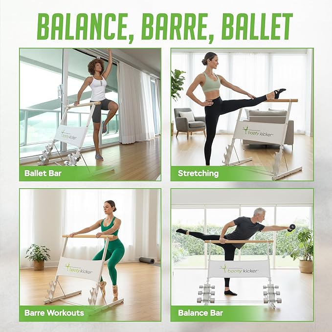 Portable Folding Exercise Bar for Barre, Balance and Ballet Home Workouts, Strong Freestanding Stable Design