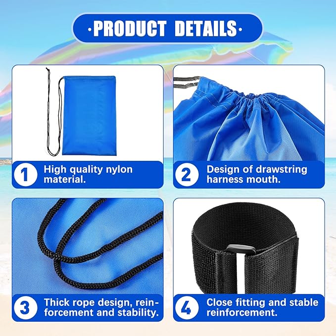 Saintrygo 2 Pack Sandbags for Beach Umbrella Heavy Duty Summer Canopy Tent Sandbags, Fillable Portable Windproof Weight Bag for Outdoor Canopy Legs, Tent Universal Sand Anchor Weights(2 Pieces)