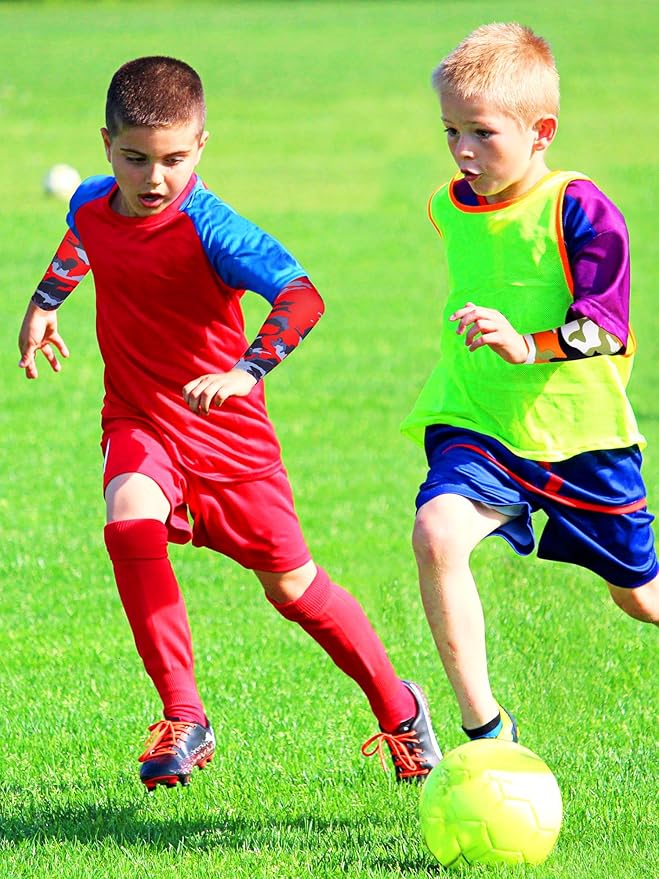 12 Pairs Sports Arm Sleeves for Kids Basketball Baseball Arm Sleeves UV Sun Protection Cooling Arm Cover Sleeve
