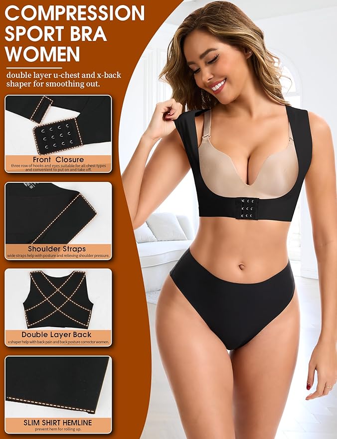 MISS MOLY Posture Corrector For Women Open Bust Chest Brace Push Up Back Support Front Closure Bra Tank Top Shapewear