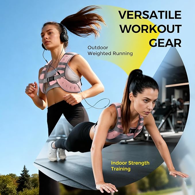 PACEARTH Weighted Vest,6lb/8lb/10lb/12lb/16lb/20lb/25lb/30lb Weight Vest with Reflective Stripe, Body Weight Vests for Women, Men, Weight Loss Workout, Strength Training, Running, Walking, Jogging
