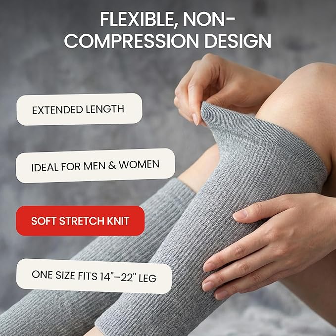 SENIOR ICARE Elastic Cotton Knee Warmers, Knee Sleeves for Men and Women - Circulation Support and Joint Pain Relief, Arthritis Aid, One Pair, Made in Japan