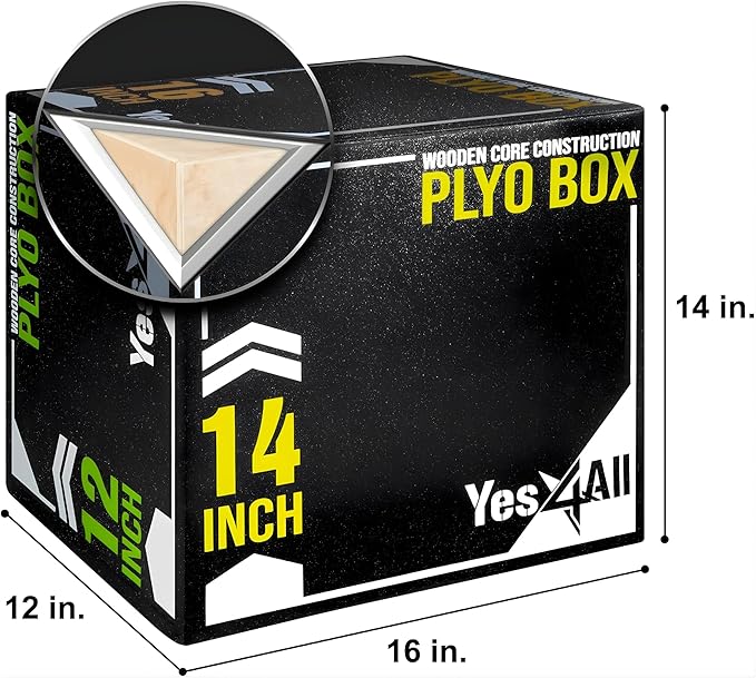 Yes4All 3-in-1 Soft-Padded Plyo Box With Wooden Core, Non-Slip Multi-Use Cushioned Plyometric Jump Box with Vinyl Cover for Jumping, Conditioning, Strength Training