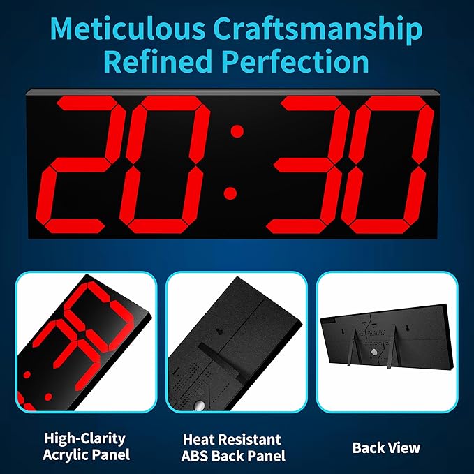CHKOSDA Digital Clock with Large Display 18.7 Inch, GPS Auto-Sync Time, Wall-Mounted with Remote Control, Ideal for Classroom Use