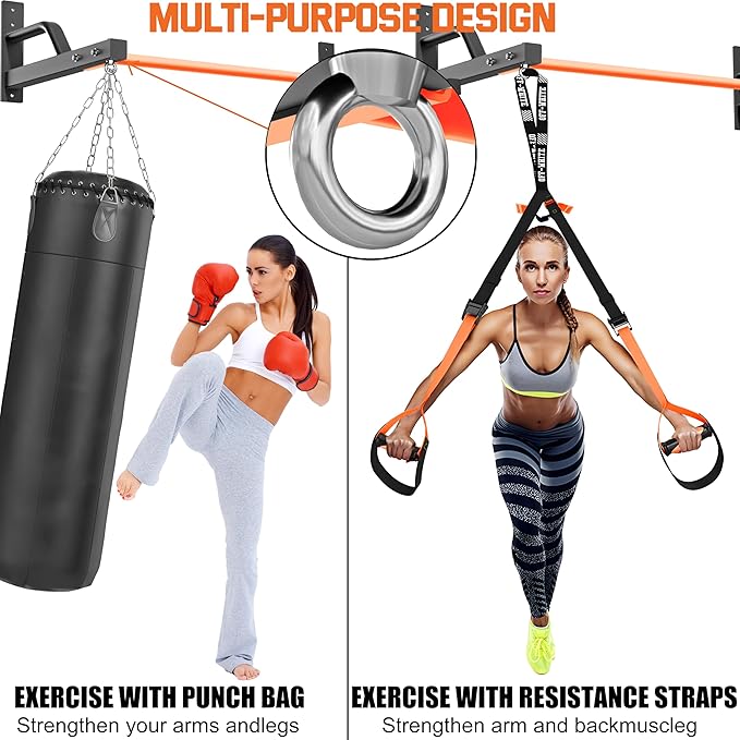 2025 Upgrade Pull Up Bar Wall Mounted - 600 lbs Heavy Duty Strength Training Pull-Up Bars, Ideal Rogue Pull Up Bar for Home and Commercial Gym, Easy Installation Chin Up Bar, Versatile Garage Pullup Bar
