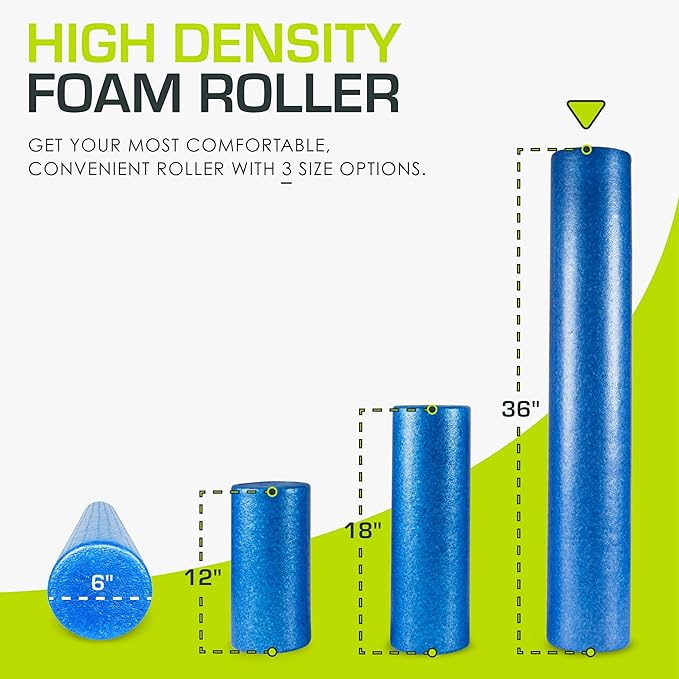 ProsourceFit High Density Foam Rollers Long, Firm Full Body Athletic Massage Tool for Back Stretching, Yoga, Pilates, Post Workout Muscle Recuperation