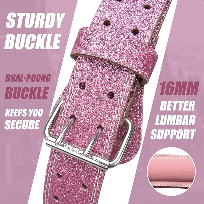 Jaffick Weight Lifting Belt For Ladies Leather Gym Belts Lower Waist Back Support For Women Men Fitness Squat Deadlift Heavy Duty Cross Training Gym Powerlifting Workout