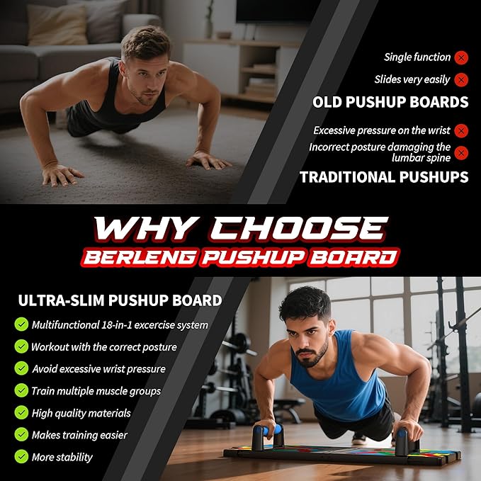 IUT Solid Push Up Board 15 in 1 Home Workout Equipment Multi-Functional Pushup Stands System Fitness Floor Chest Muscle Exercise Professional Equipment Burn Fat