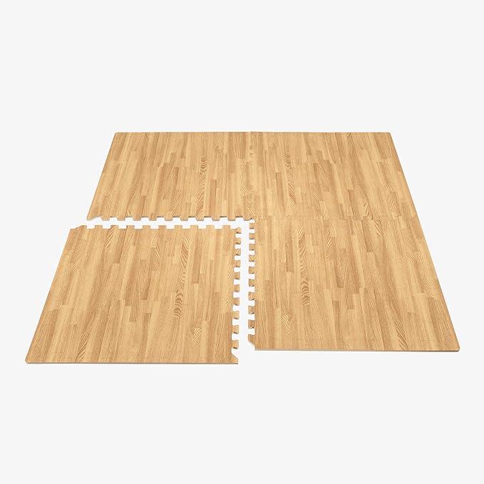Forest Floor 3/8 Inch Thick Printed Foam Tiles, Premium Wood Grain Interlocking Foam Floor Mats, Anti-Fatigue Flooring – Stylish Flooring Solution