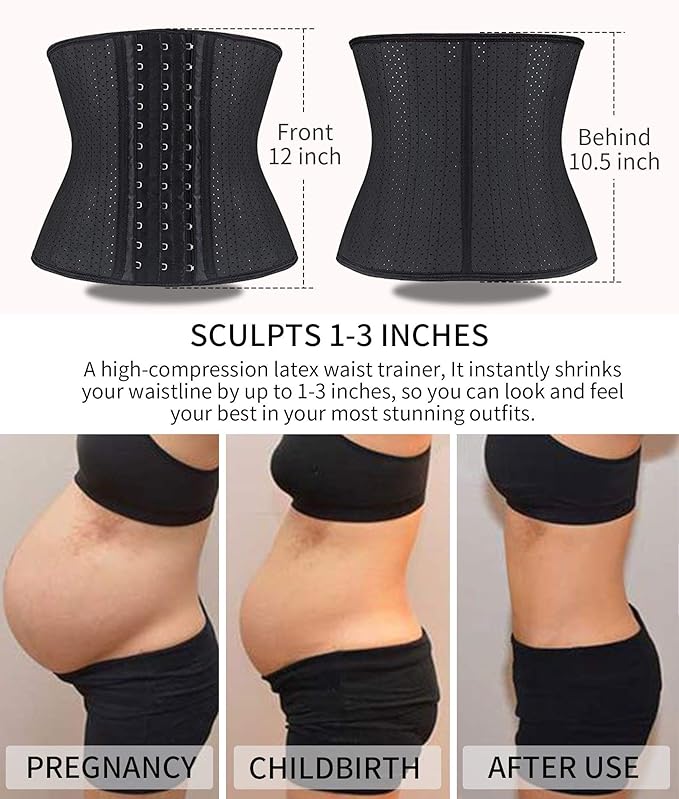 YIANNA Women's Underbust Latex Sport Girdle Waist Trainer Corsets Hourglass Body Shaper
