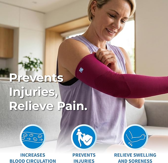 LP SUPPORT 668 Compression Arm Sleeve for Workouts, Sports & Weightlifting, Golf and Tennis Elbow Pain relief for Men & Women