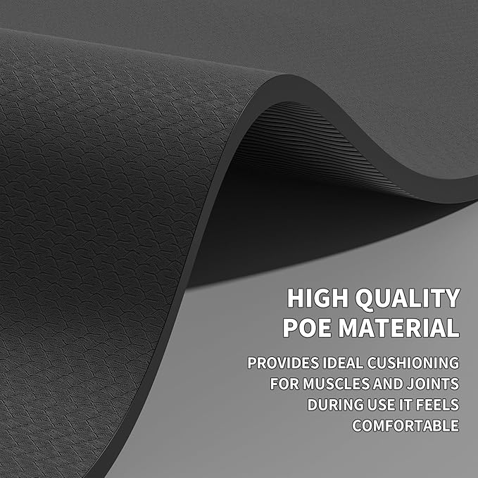 Large Yoga Mat (6'x 4') - Extra Long and Wide Workout Mat for Men and Women, Non-Slip POE 0.32''/0.4'' Thick Fitness Mat, Eco-Friendly Exercise Mat for Home Workouts, Ideal for Yoga and Pilates