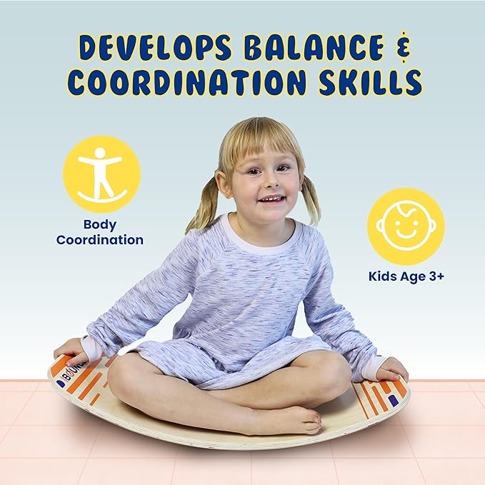 New Bounce Balance Board - Premium Wooden Wobble Board for Exercise & Balance Training - Supports Up to 480 Lbs. - Versatile Rocking Balance Boards for All Ages
